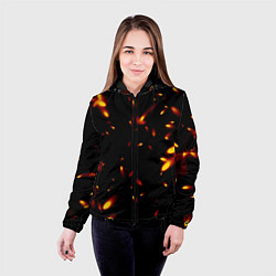 Куртка с капюшоном женская Разлетающиеся искры пламени, цвет: 3D-черный — фото 2