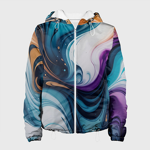 Женская куртка Жидкий цветной узор - нейросеть / 3D-Белый – фото 1