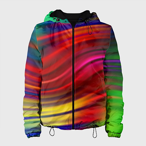 Женская куртка Разноцветный абстрактный узор волны / 3D-Черный – фото 1