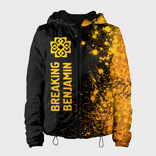 Женская куртка Breaking Benjamin - gold gradient: по-вертикали / 3D-Черный – фото 1