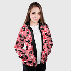 Куртка с капюшоном женская Новогодние чёрные котики с подарками, цвет: 3D-черный — фото 2