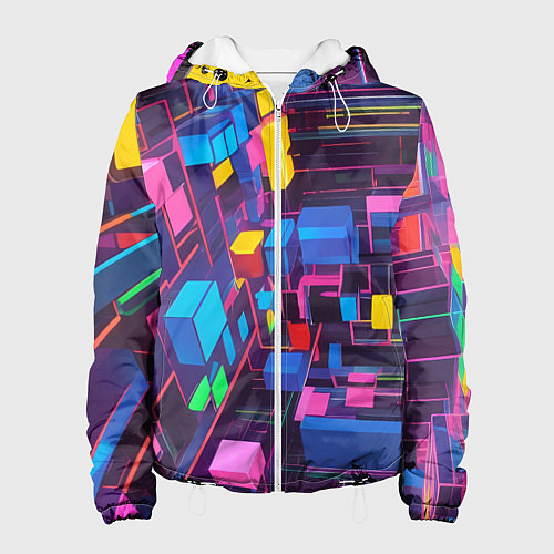 Женская куртка Пространство с кубами / 3D-Белый – фото 1