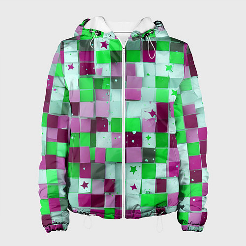 Женская куртка Ретро Квадраты / 3D-Белый – фото 1