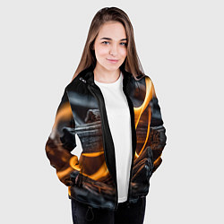 Куртка с капюшоном женская Дрова в костре - нейросеть, цвет: 3D-черный — фото 2