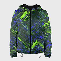 Женская куртка Киберпанк линии зелёные и синие