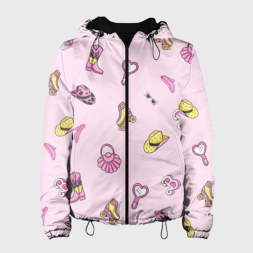 Женская куртка Барби аксессуары - розовый паттерн / 3D-Черный – фото 1