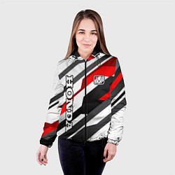 Куртка с капюшоном женская Honda - red and white, цвет: 3D-черный — фото 2