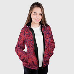 Куртка с капюшоном женская Паутина красно-синий, цвет: 3D-черный — фото 2