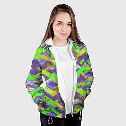 Куртка с капюшоном женская Зелёные ретро стрелки, цвет: 3D-белый — фото 2