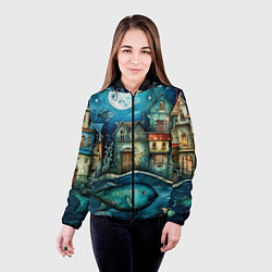 Куртка с капюшоном женская Сказочные рыбовы в стиле фолк-арт», цвет: 3D-черный — фото 2