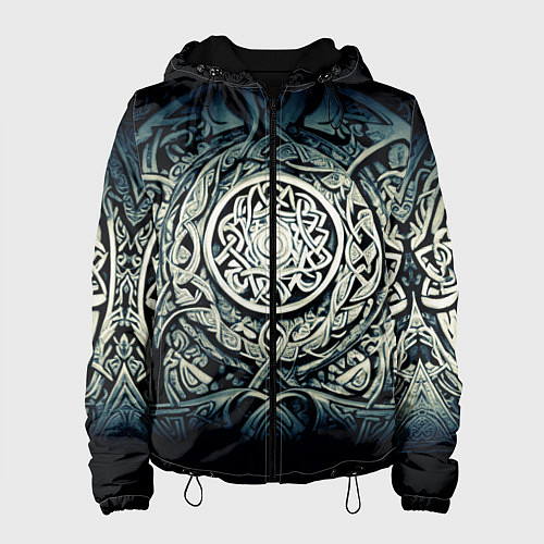 Женская куртка Орнамент и руны скандинавских викингов / 3D-Черный – фото 1