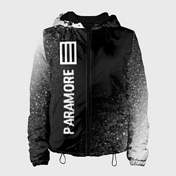 Куртка с капюшоном женская Paramore glitch на темном фоне: по-вертикали, цвет: 3D-черный