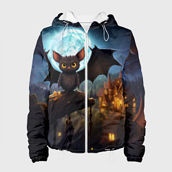 Женская куртка Летучая мышка на фоне луны и замка