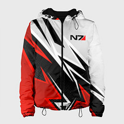 Куртка с капюшоном женская N7 mass effect - white and red, цвет: 3D-черный