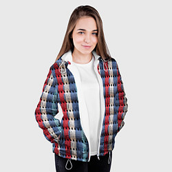 Куртка с капюшоном женская Вязаный узор разноцветные вертикальные полосы, цвет: 3D-белый — фото 2