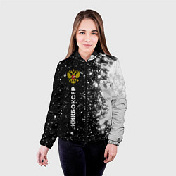 Куртка с капюшоном женская Кикбоксер из России и герб РФ: по-вертикали, цвет: 3D-черный — фото 2