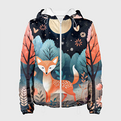 Женская куртка Лисичка в осеннем лесу фолк-арт