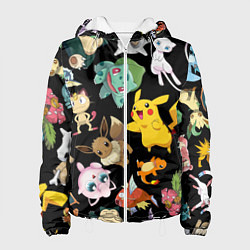 Куртка с капюшоном женская Пикачу и другие покемоны, цвет: 3D-белый