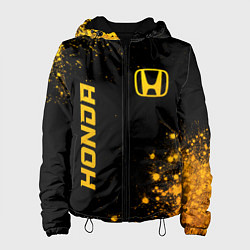 Куртка с капюшоном женская Honda - gold gradient: надпись, символ, цвет: 3D-черный