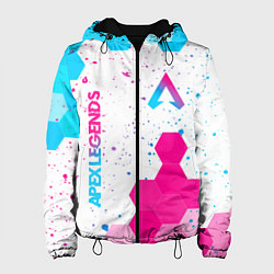 Куртка с капюшоном женская Apex Legends neon gradient style вертикально, цвет: 3D-черный