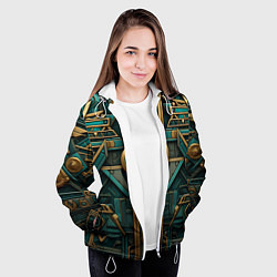 Куртка с капюшоном женская Орнамент в египетском стиле, цвет: 3D-белый — фото 2