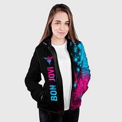 Куртка с капюшоном женская Bon Jovi - neon gradient: по-вертикали, цвет: 3D-черный — фото 2