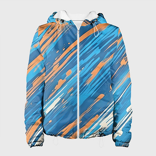 Женская куртка Абстракция синяя / 3D-Белый – фото 1