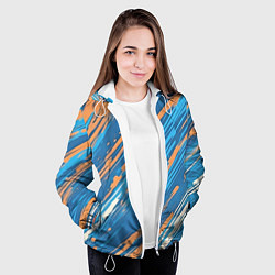 Куртка с капюшоном женская Абстракция синяя, цвет: 3D-белый — фото 2