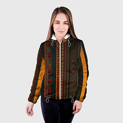 Куртка с капюшоном женская Этнический узор в вертикальную полоску, цвет: 3D-белый — фото 2