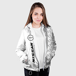 Куртка с капюшоном женская Nissan speed на светлом фоне со следами шин по-вер, цвет: 3D-белый — фото 2