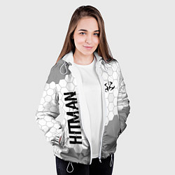 Куртка с капюшоном женская Hitman glitch на светлом фоне вертикально, цвет: 3D-белый — фото 2
