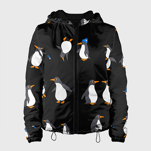 Женская куртка Веселая семья пингвинов / 3D-Черный – фото 1