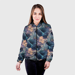 Куртка с капюшоном женская Волнообразная фрактальная абстракция, цвет: 3D-черный — фото 2
