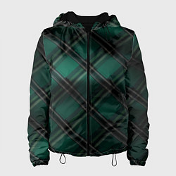 Женская куртка Тёмно-зелёная диагональная шотландская клетка