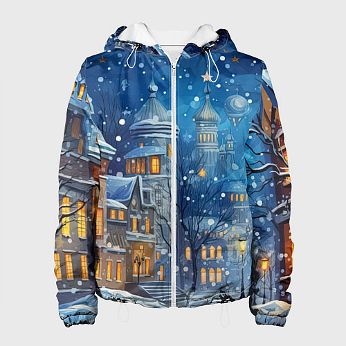 Женская куртка Новогоднее настроение город / 3D-Белый – фото 1