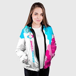 Куртка с капюшоном женская SsangYong neon gradient style по-вертикали, цвет: 3D-черный — фото 2