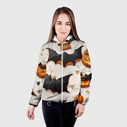 Куртка с капюшоном женская Сладкий хеллоуин, цвет: 3D-белый — фото 2