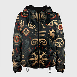 Женская куртка Абстрактный узор в славянском стиле на тёмном фоне