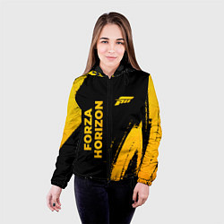Куртка с капюшоном женская Forza Horizon - gold gradient вертикально, цвет: 3D-черный — фото 2