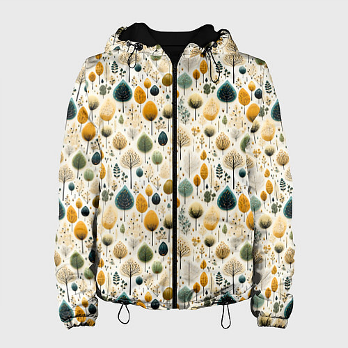 Женская куртка Паттерн разные деревья и кустарники / 3D-Черный – фото 1