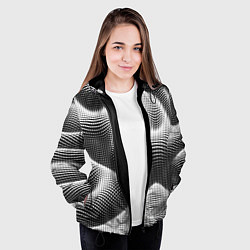 Куртка с капюшоном женская Чёрно белый точечный абстрактный фон, цвет: 3D-черный — фото 2