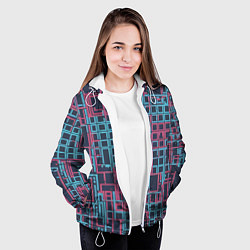 Куртка с капюшоном женская Разноцветные толстые линии, цвет: 3D-белый — фото 2