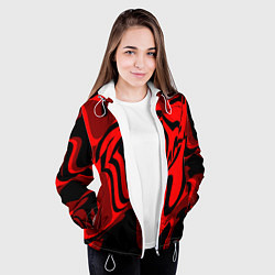 Куртка с капюшоном женская Черно-красное предупреждение, цвет: 3D-белый — фото 2