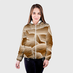 Куртка с капюшоном женская Кофейные линии, цвет: 3D-белый — фото 2