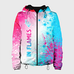 Куртка с капюшоном женская In Flames neon gradient style по-вертикали, цвет: 3D-черный