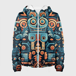 Женская куртка Симметричный абстрактный паттерн в ацтекском стиле