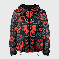 Женская куртка Красно-черный узор в славянском стиле