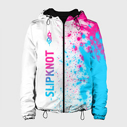 Куртка с капюшоном женская Slipknot neon gradient style по-вертикали, цвет: 3D-черный