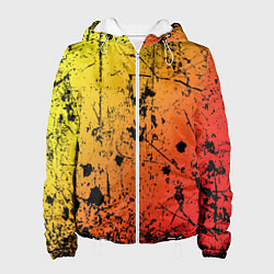 Куртка с капюшоном женская Огненный перелив заката с текстурой царапин и брыз, цвет: 3D-белый