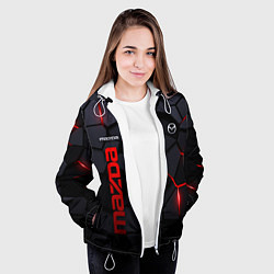 Куртка с капюшоном женская Mazda - плиты с эффектом свечения, цвет: 3D-белый — фото 2